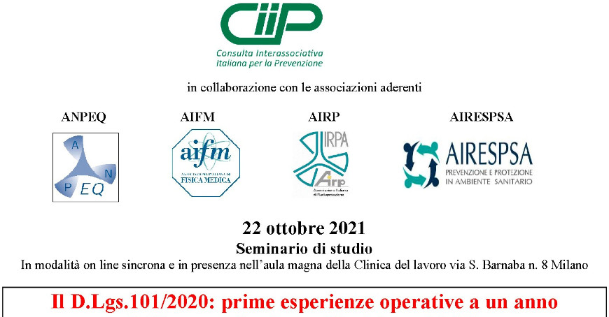 22/10/2021 - Il D.Lgs.101/2020: prime esperienze operative a un anno dall’entrata in vigore 22/10/2021 - Il D.Lgs.101/2020: prime esperienze operative a un anno dall’entrata in vigore